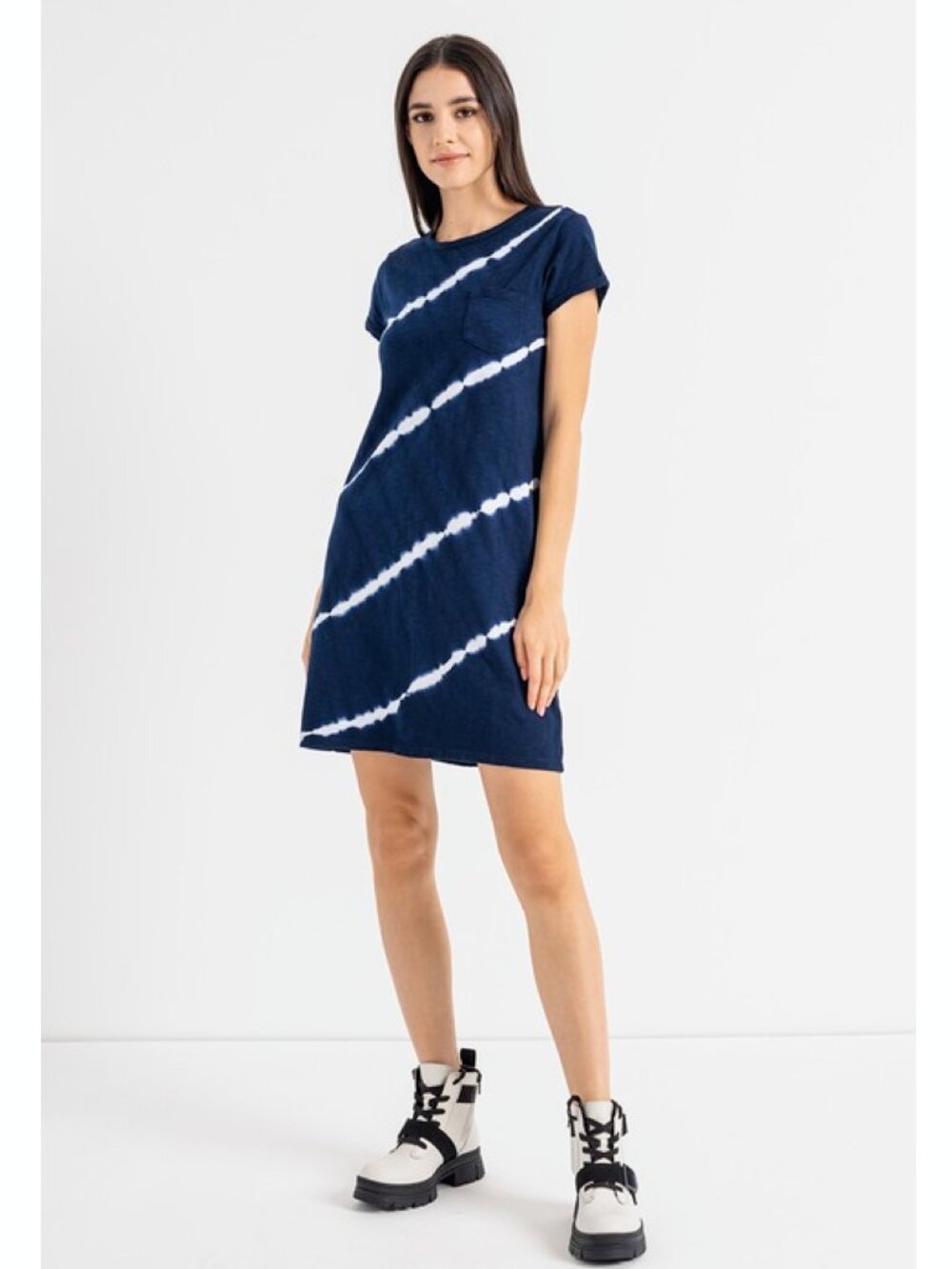 Gap Women's Dip Dye Mini Pocket Navy Cotton T-Shirt Dress